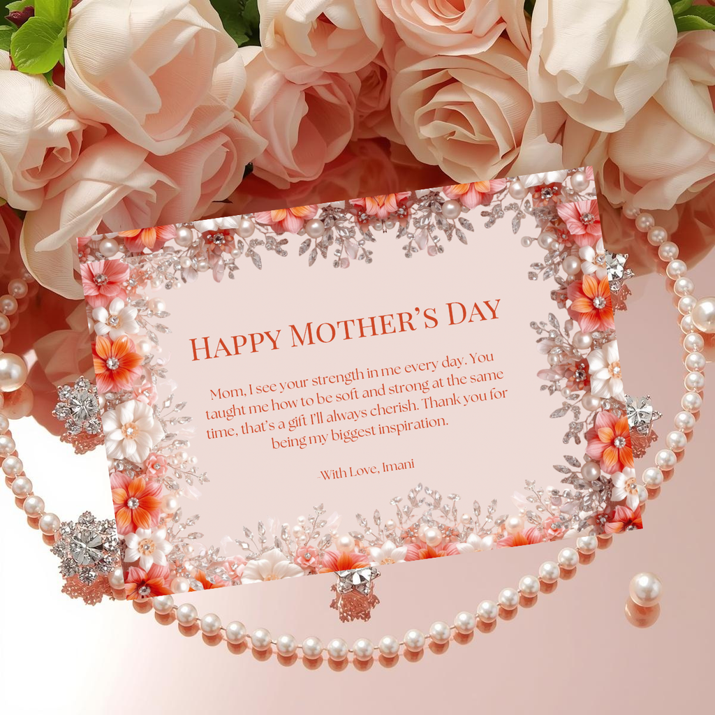 Jeweled Mother’s Day Card | Editable Canva Template | Digital Download