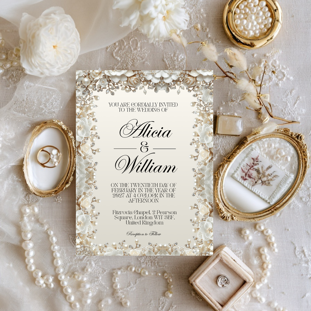 Luxe Pearl & Champagne Wedding Suite | The Pearl Edit | Editable Canva Template