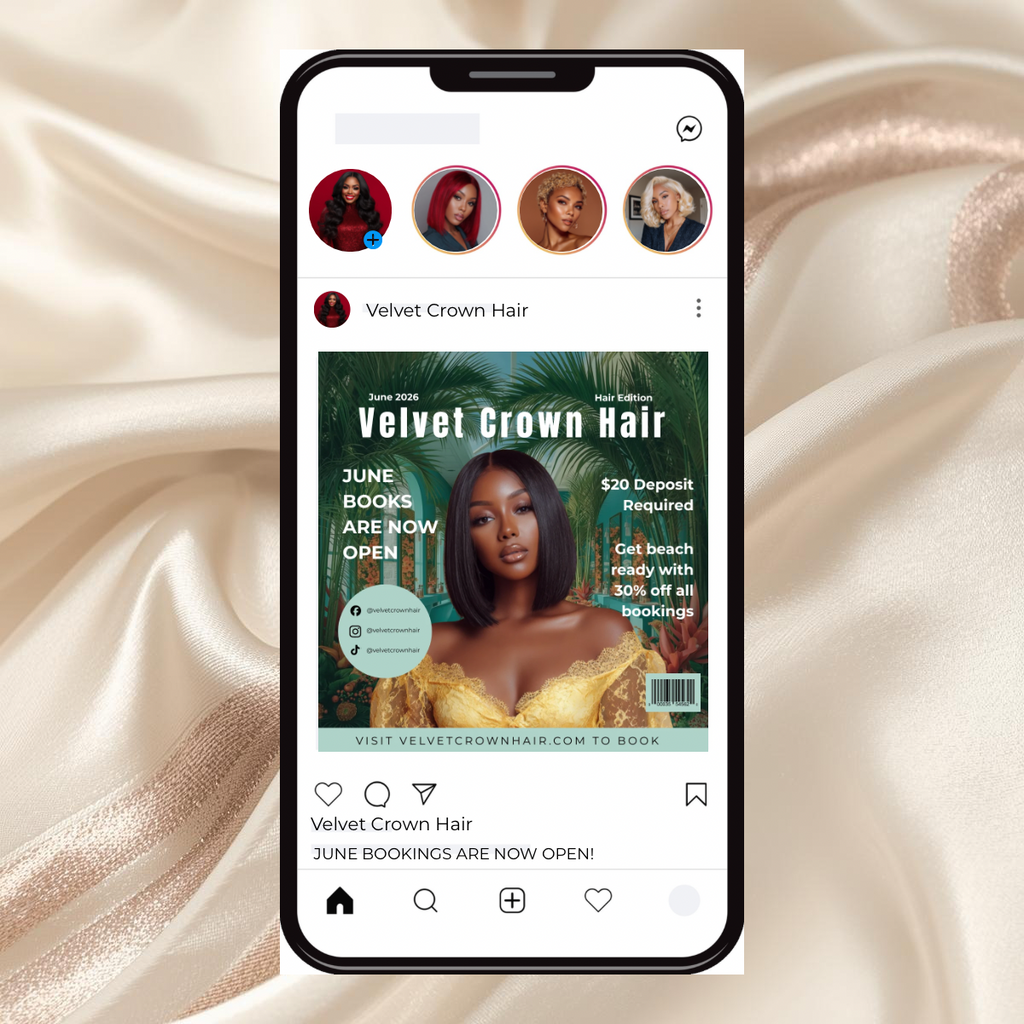June Hair Stylist Booking Template | Editable Canva Instagram Flyer | Salon Promo Special