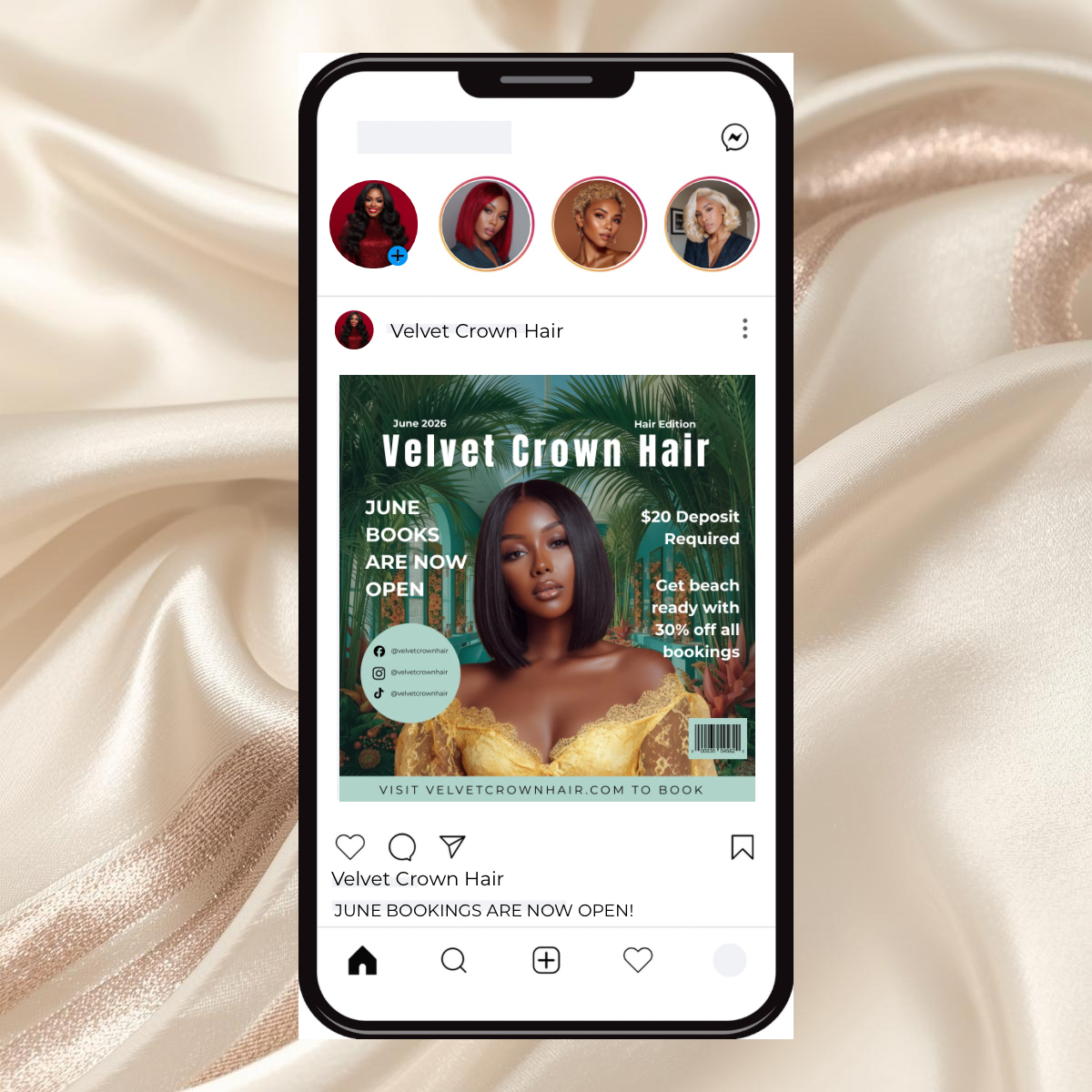June Hair Stylist Booking Template | Editable Canva Instagram Flyer | Salon Promo Special
