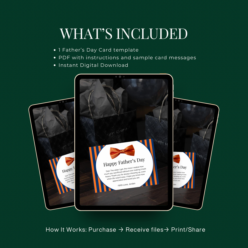 Orange and Blue Father’s Day Card with Bow Tie Design | Editable in Canva