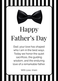 Luxe Father’s Day Card with Bow Tie Design | Editable in Canva | Formal Black and White | Printable Template | Instant Download