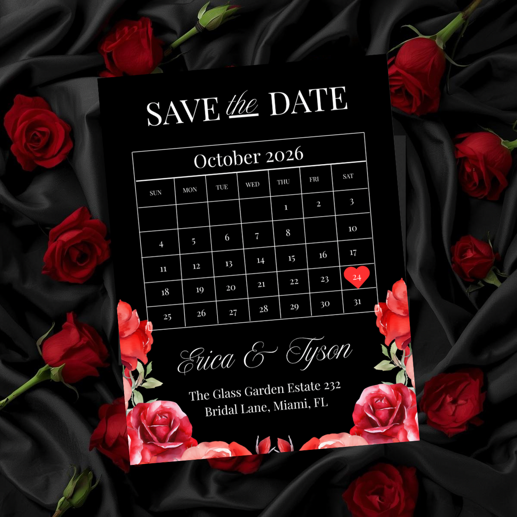The Love Edit Vol. 2 | Luxe Black and Red Rose Editorial Wedding Suite | Fully Editable in Canva