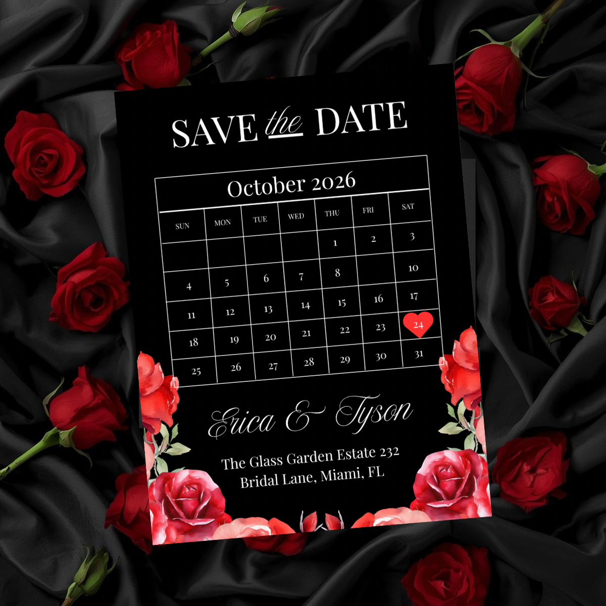 The Love Edit Vol. 2 | Luxe Black and Red Rose Editorial Wedding Suite | Fully Editable in Canva