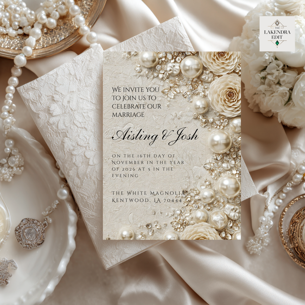 Pearl and Satin Wedding Mockup Edit | Drag and Drop in Canva