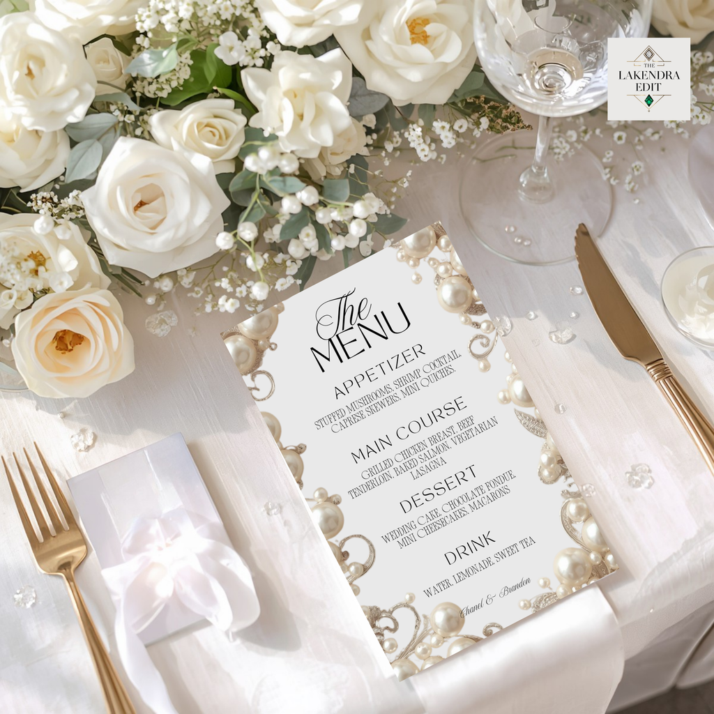 Pearl and Satin Wedding Mockup Edit | Drag and Drop in Canva
