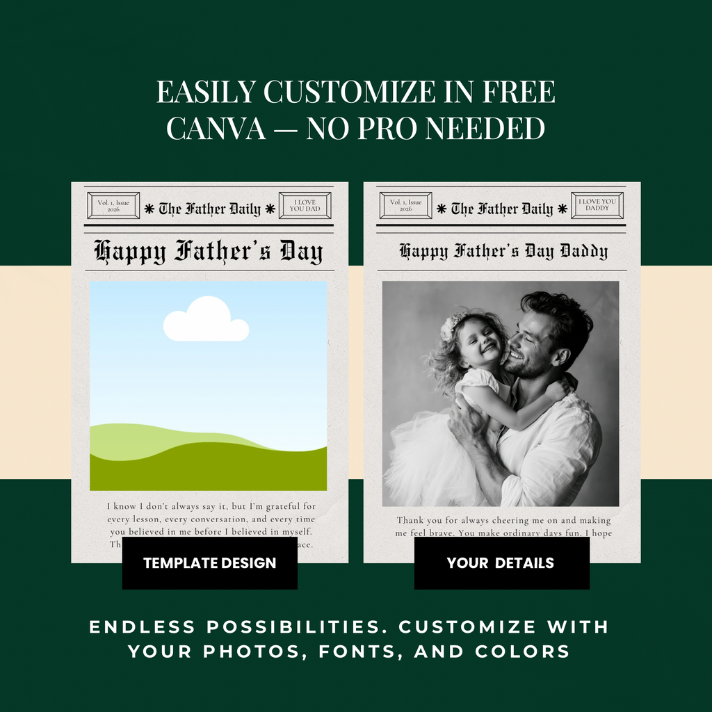 Newspaper Father’s Day Card | Editable Canva Template
