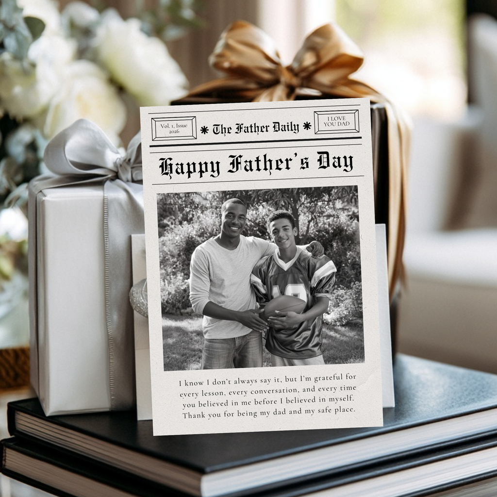 Newspaper Father’s Day Card | Editable Canva Template