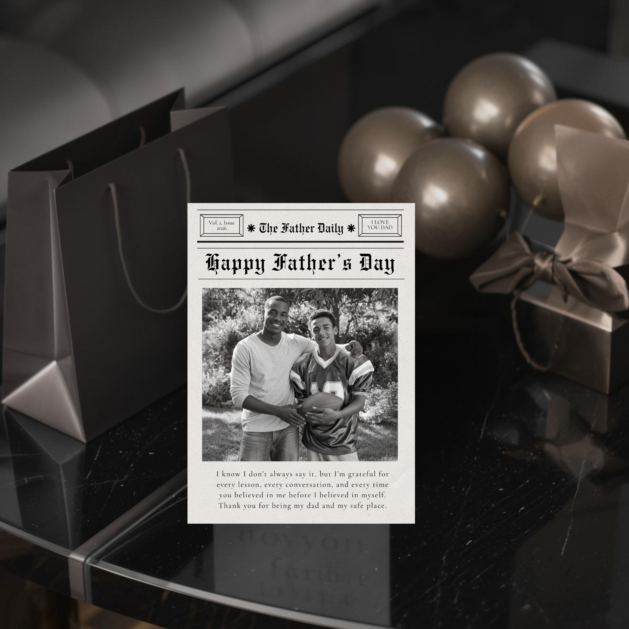Newspaper Father’s Day Card | Editable Canva Template