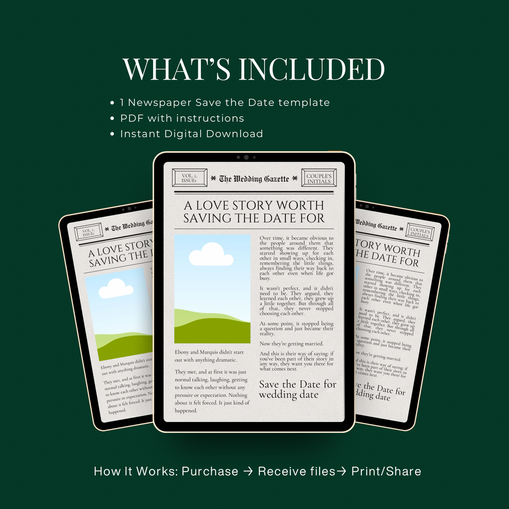 Newspaper Save the Date | Editable Canva Template