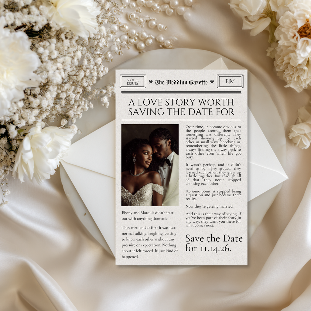 Newspaper Save the Date | Editable Canva Template