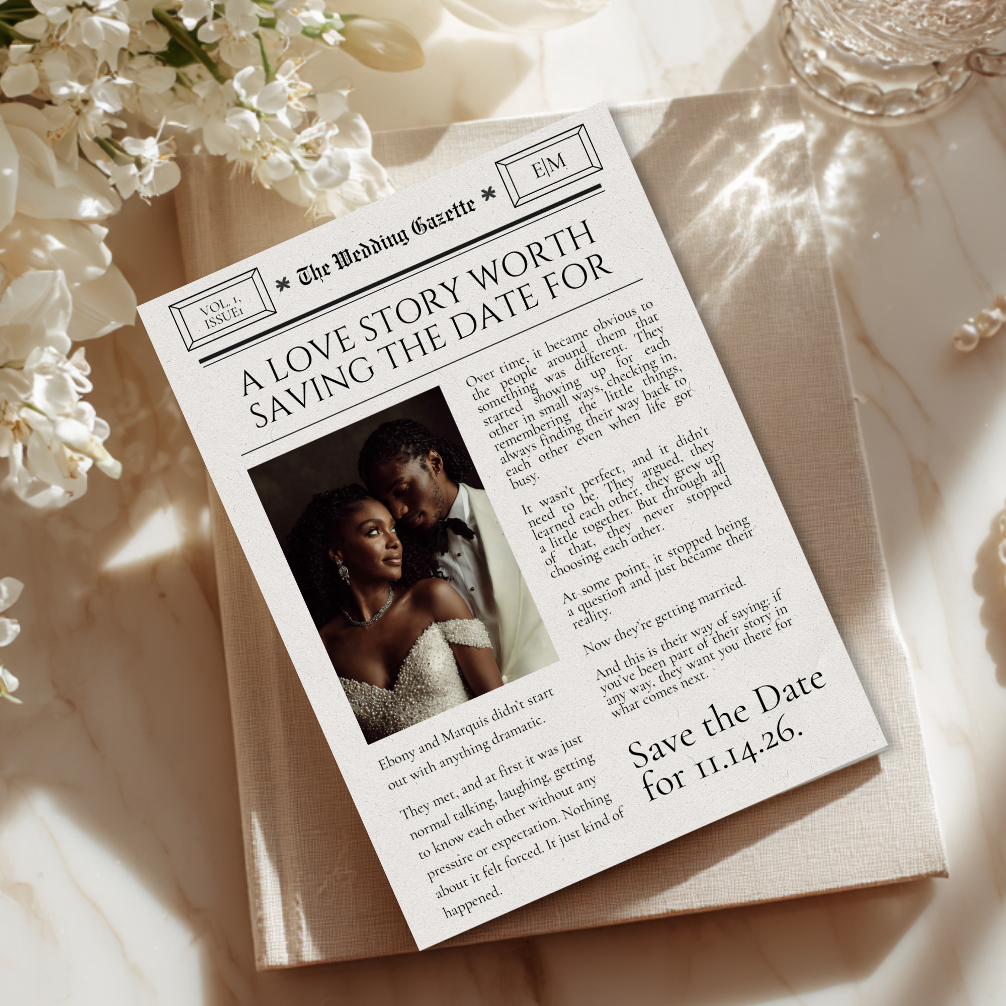 Newspaper Save the Date | Editable Canva Template