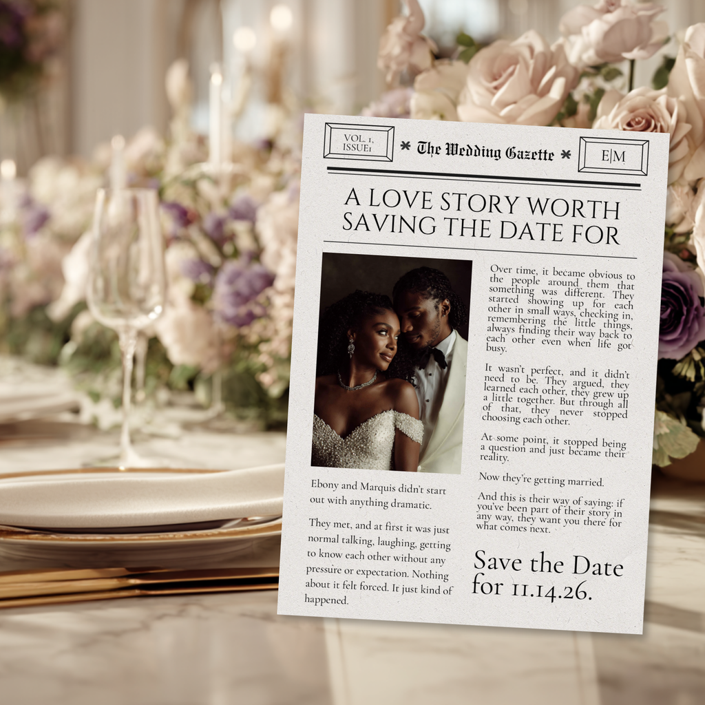 Newspaper Save the Date | Editable Canva Template