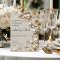Pearl Wedding Invitation Template | Timeless Romantic Bridal Invitation | Editable Canva Design
