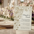 Pearl & Lace Wedding Invitation Template | Vintage Romantic Bridal Invite | Editable Canva Stationery