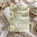 Luxury Satin & Pearl Wedding Invitation | Glamorous Bridal Invitation Template | Editable Canva Design