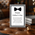Luxe Father’s Day Card with Bow Tie Design | Editable in Canva | Formal Black and White | Printable Template | Instant Download
