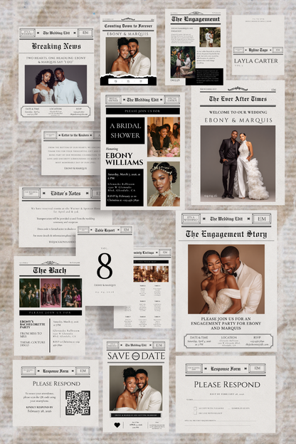 Custom Wedding Invitation Suites – Luxe Bridal Design (50% Deposit)