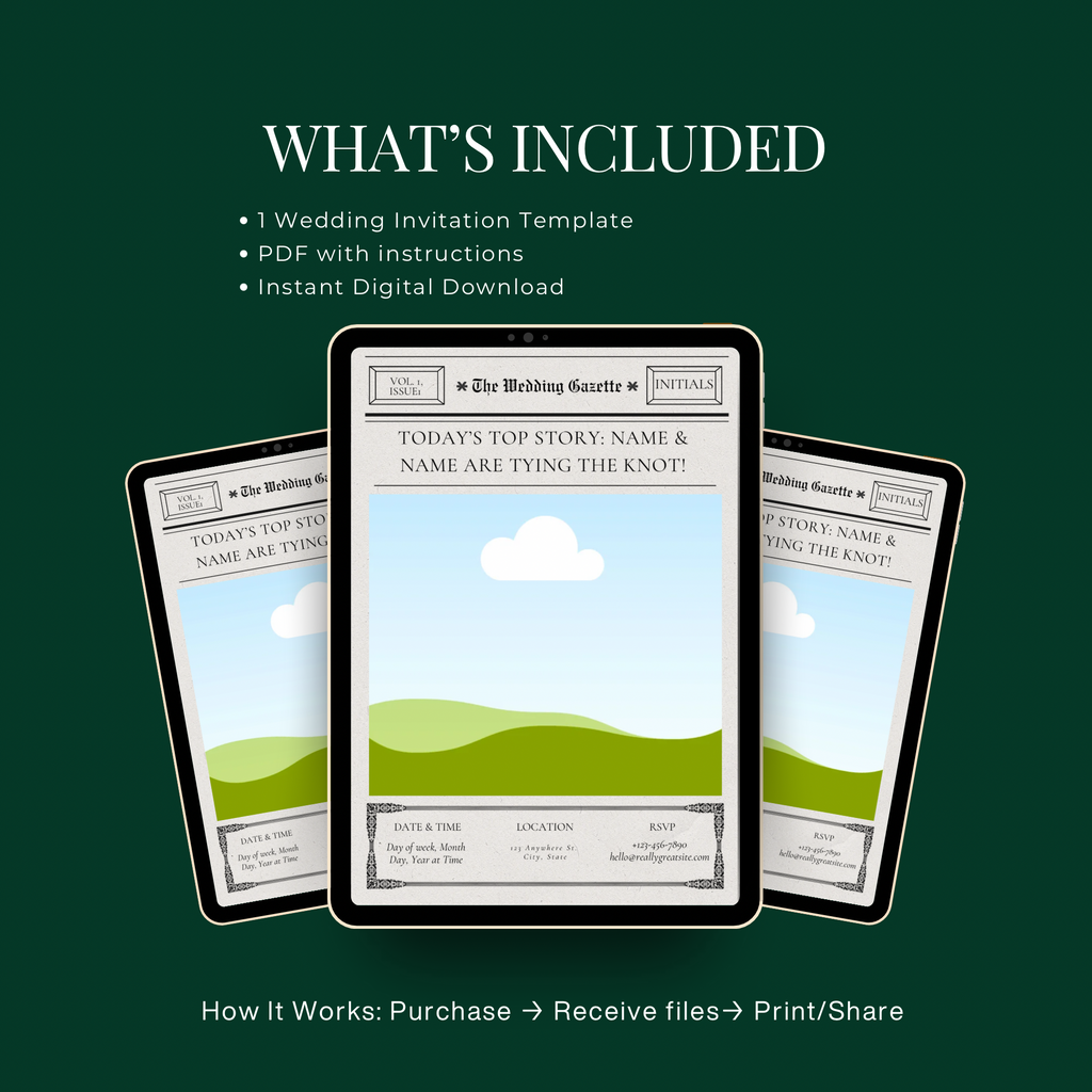 The Wedding Gazette | Newspaper-Wedding Invitation Template