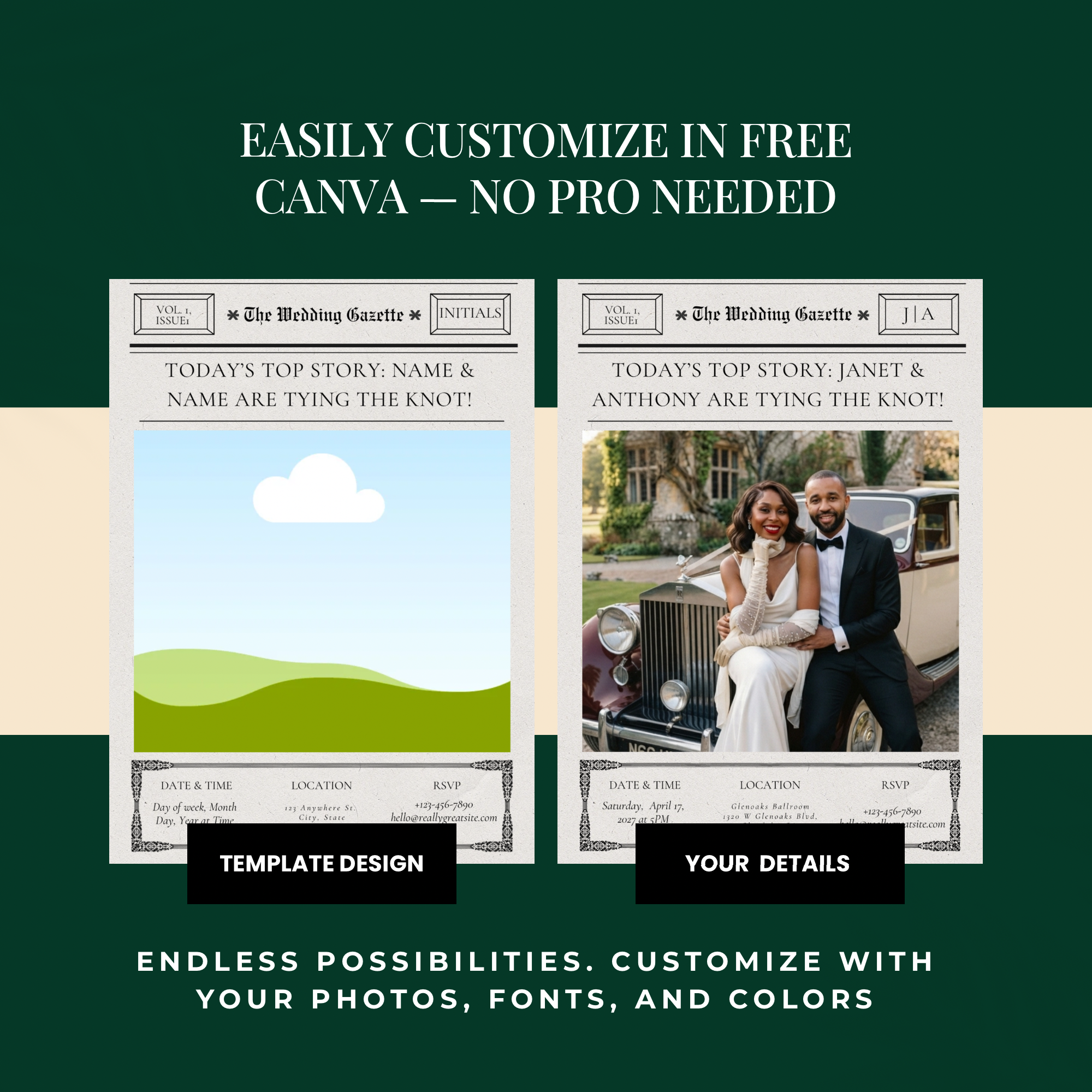The Wedding Gazette | Newspaper-Wedding Invitation Template