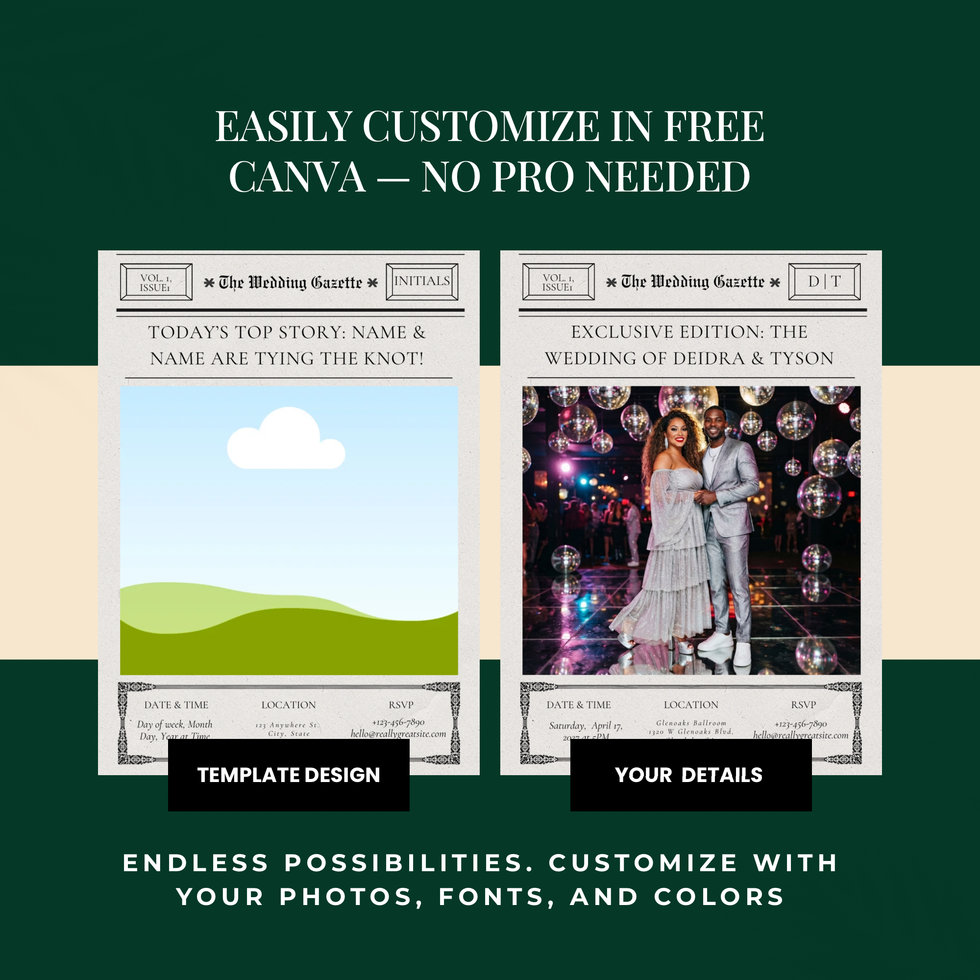 The Wedding Gazette | Newspaper-Wedding Invitation Template