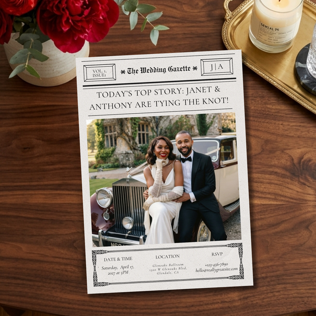 The Wedding Gazette | Newspaper-Wedding Invitation Template