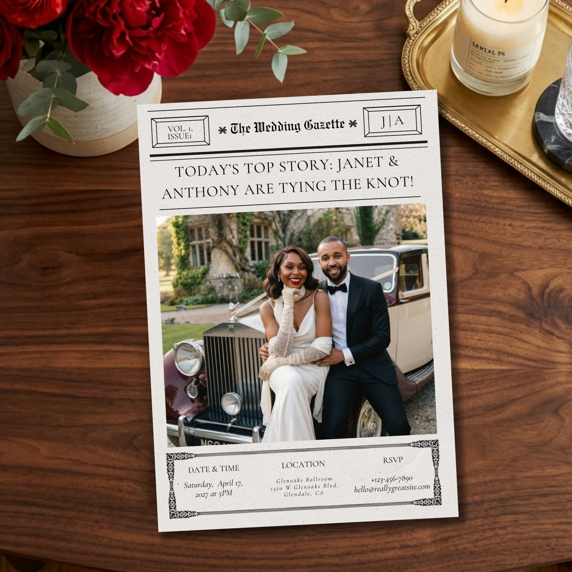 The Wedding Gazette | Newspaper-Wedding Invitation Template