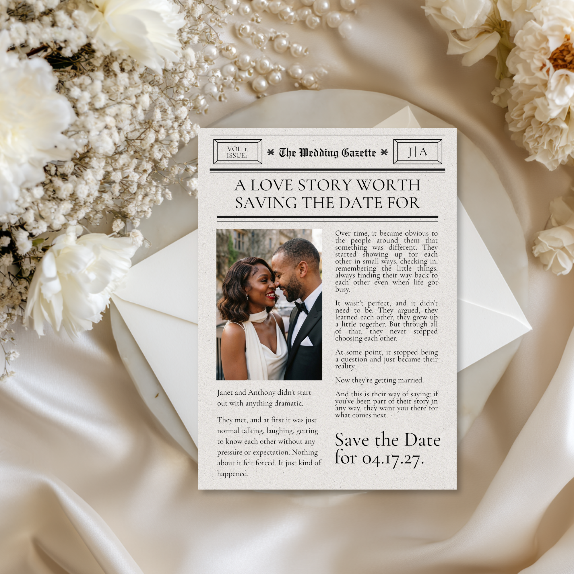 The Wedding Gazette | Newspaper-Inspired Wedding Suite | Fully Editable Canva Template