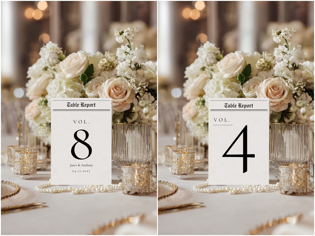 The Wedding Gazette | Newspaper-Inspired Wedding Suite | Fully Editable Canva Template