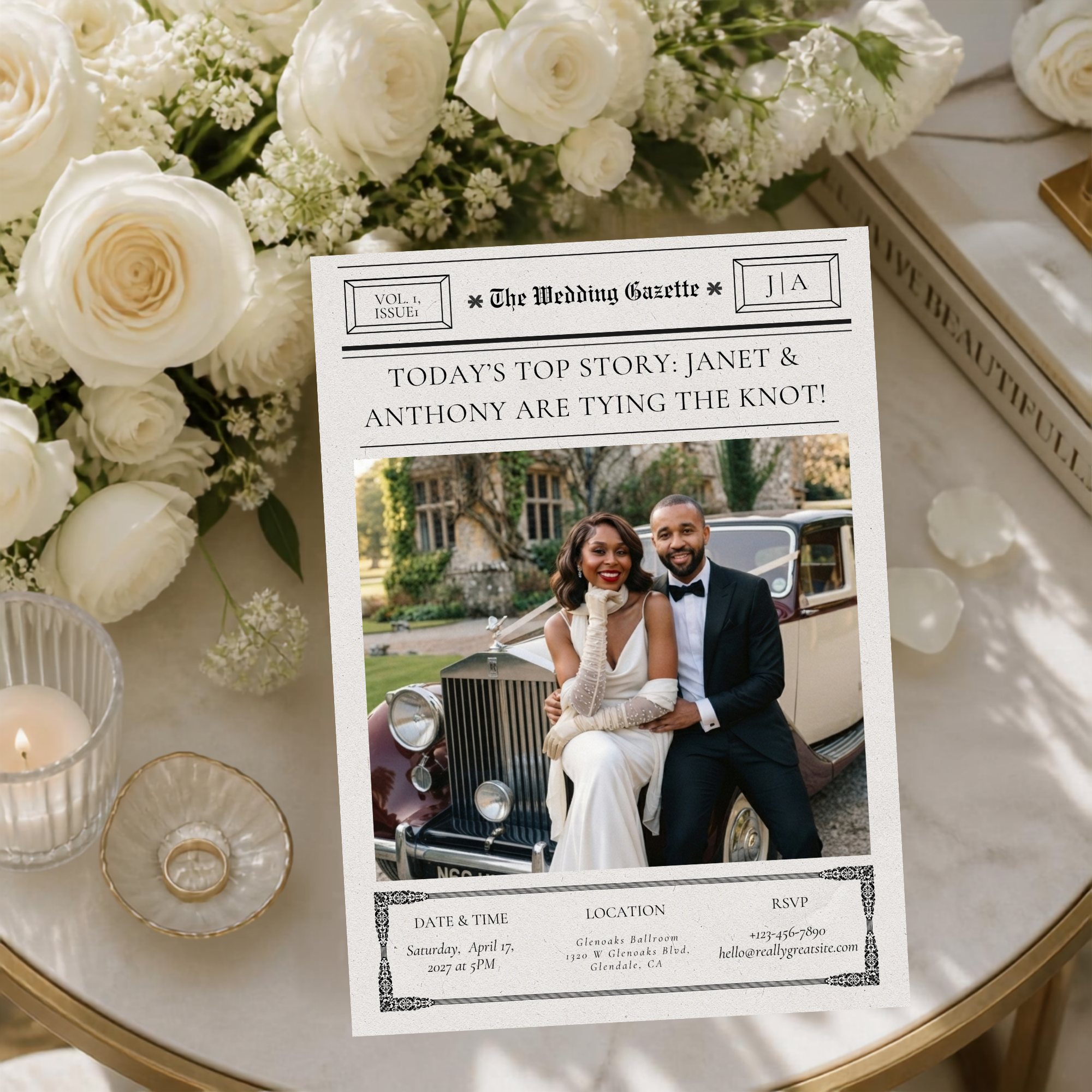 The Wedding Gazette | Newspaper-Inspired Wedding Suite | Fully Editable Canva Template