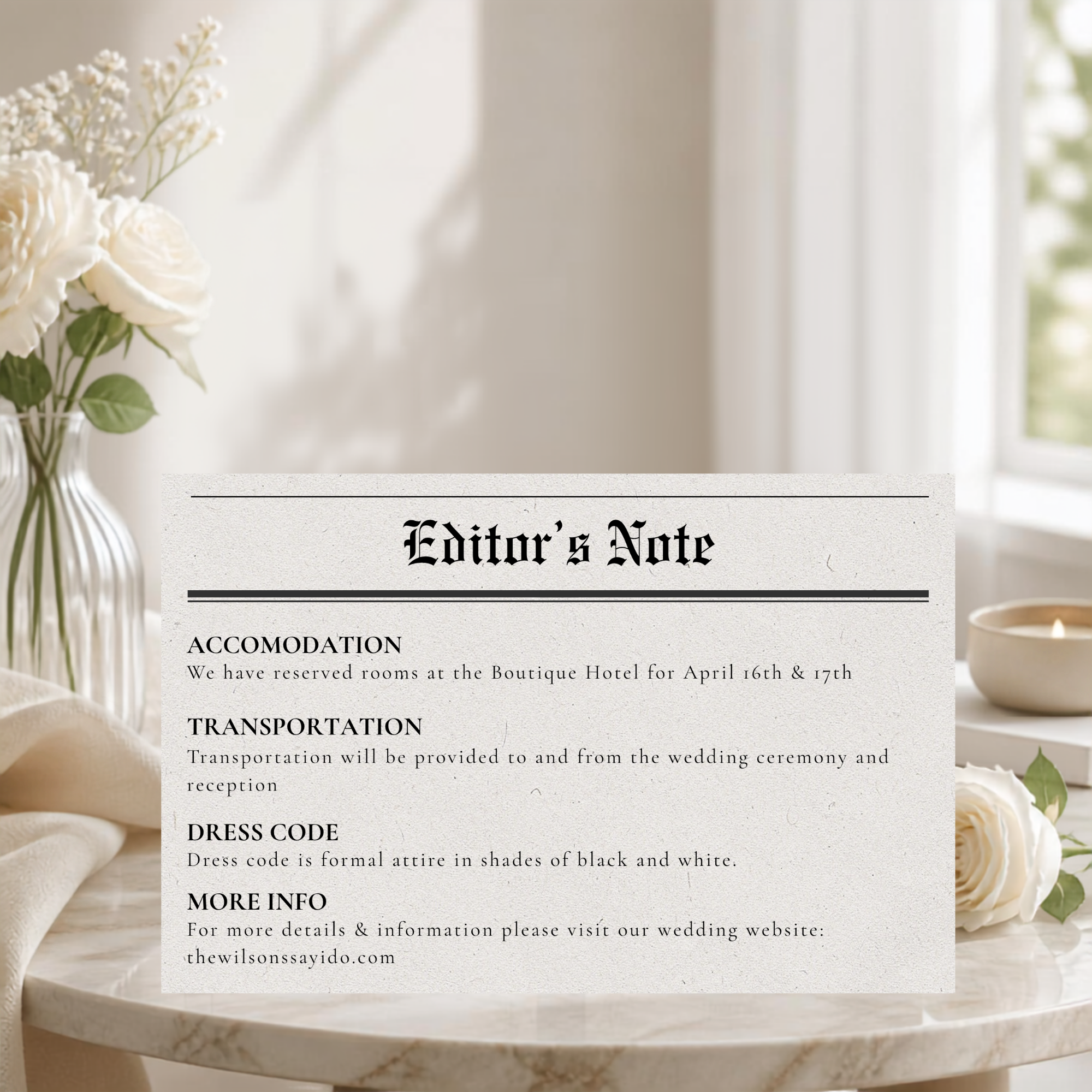 The Wedding Gazette | Newspaper-Inspired Wedding Suite | Fully Editable Canva Template