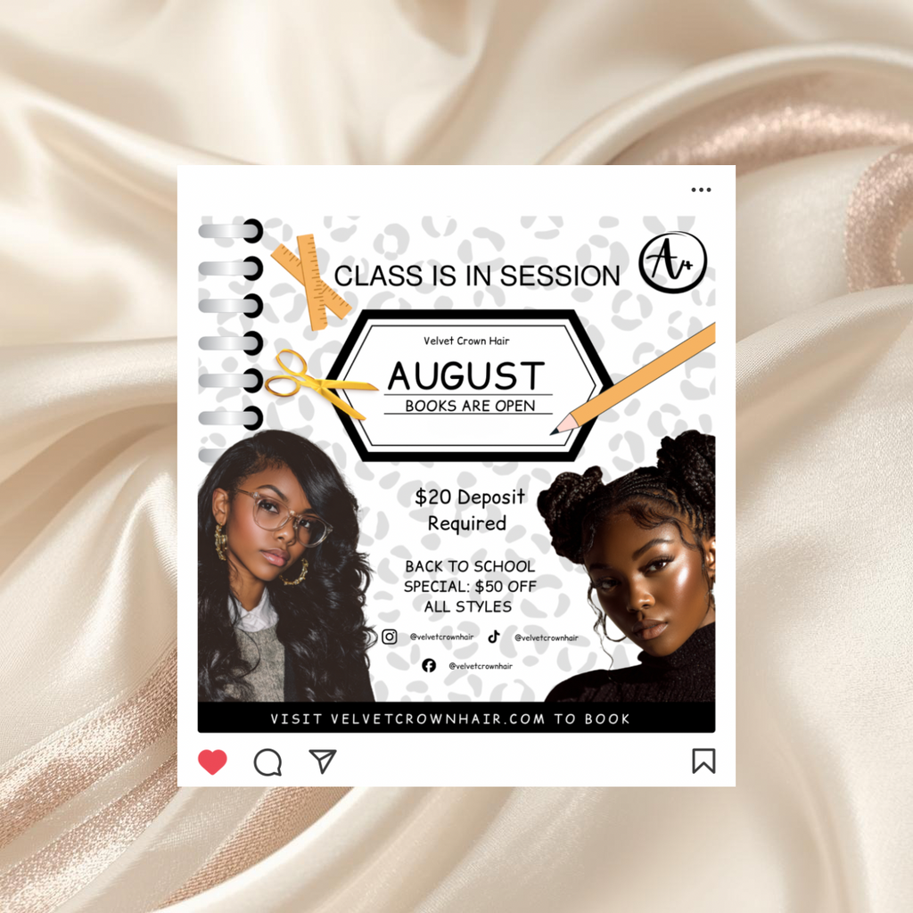 August Hair Stylist Booking Template | Editable Canva Instagram Flyer | Salon Promo Special