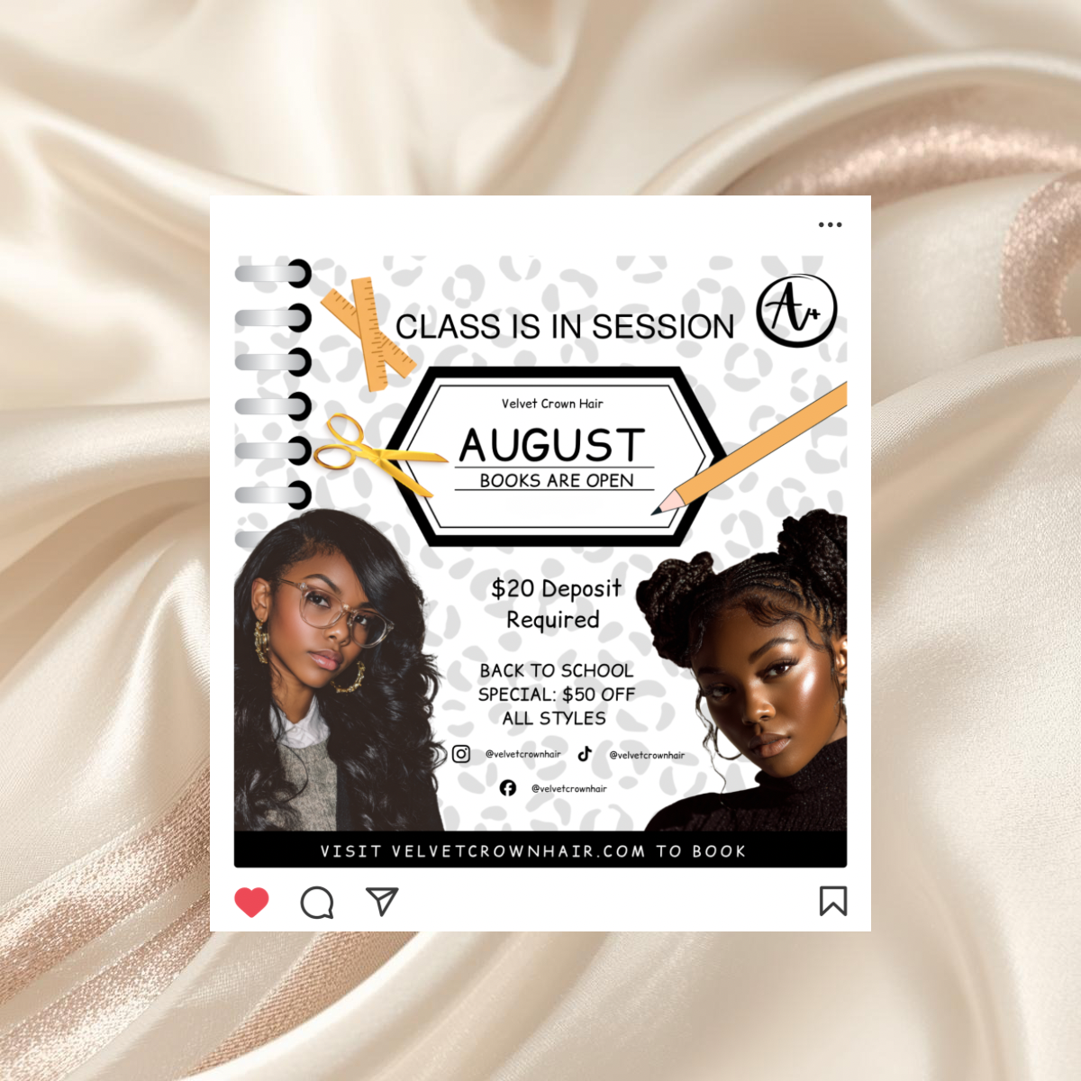 August Hair Stylist Booking Template | Editable Canva Instagram Flyer | Salon Promo Special