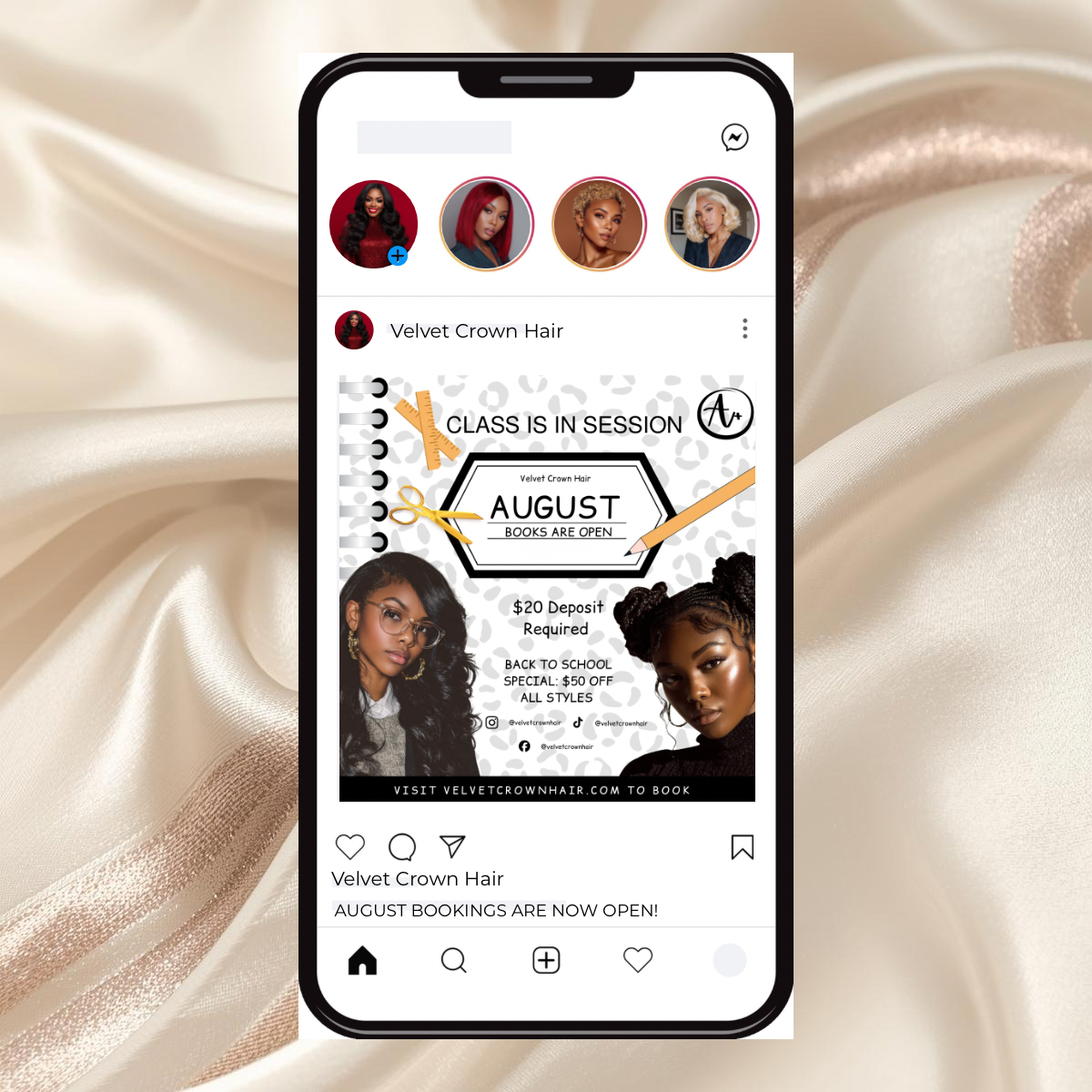 August Hair Stylist Booking Template | Editable Canva Instagram Flyer | Salon Promo Special