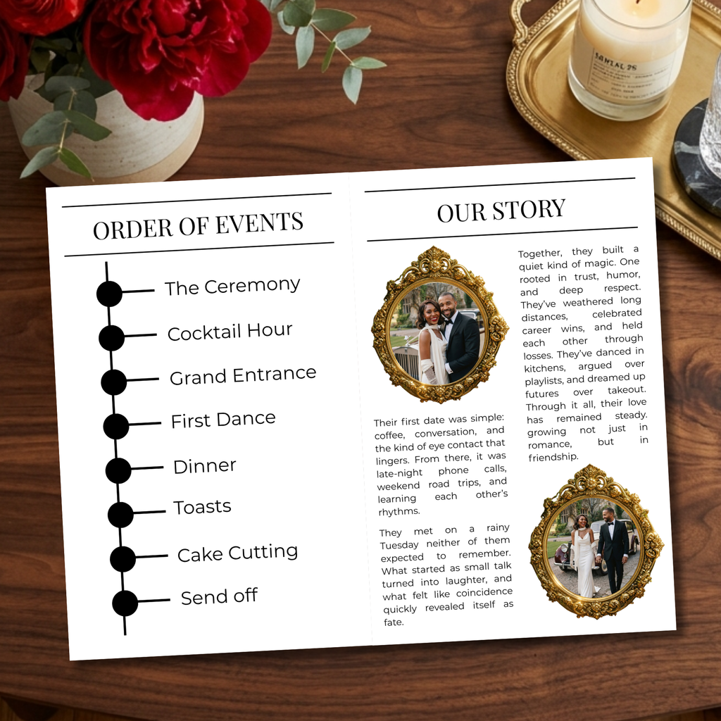 Magazine-Style Wedding Program | Editorial Wedding Edition