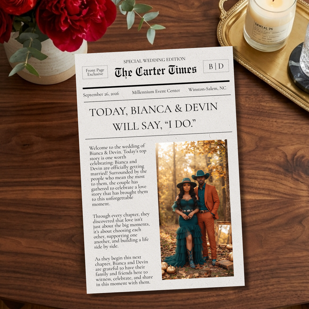 Editorial Newspaper Wedding Program
