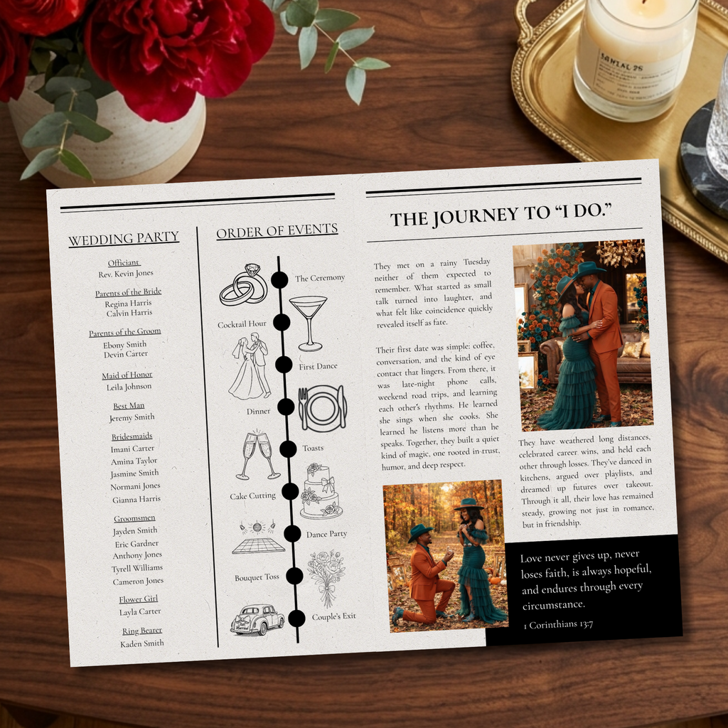 Editorial Newspaper Wedding Program
