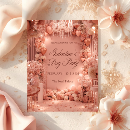Galentine’s Day Invitation Template | Elegant Floral Brunch | Editable Canva Template