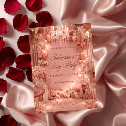 Galentine’s Day Invitation Template | Elegant Floral Brunch | Editable Canva Template