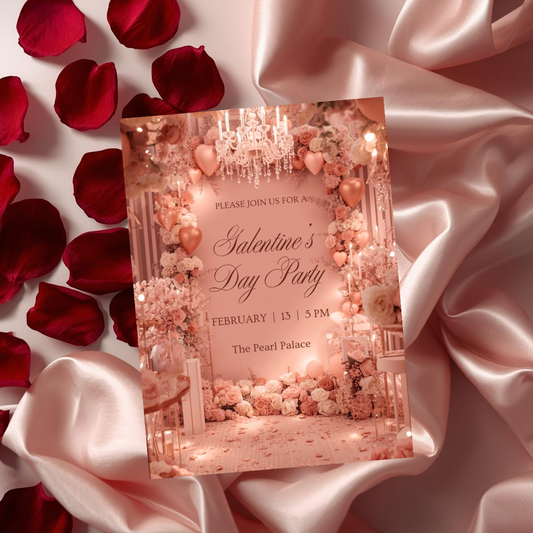 Galentine’s Day Invitation Template | Elegant Floral Brunch | Editable Canva Template