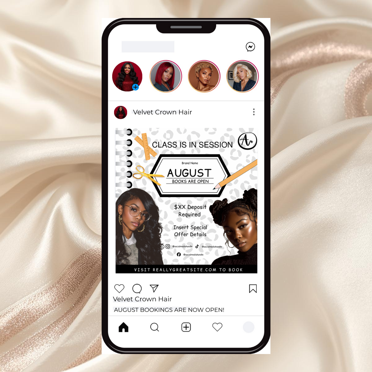 The Hair Booking Edit | Editable Canva Instagram Hair Flyer Templates