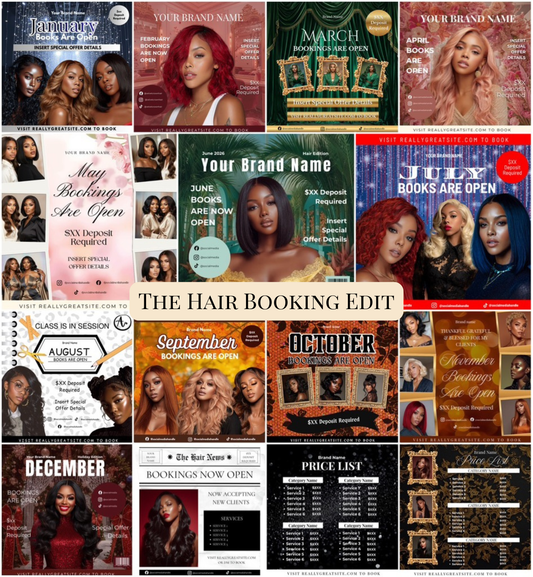 The Hair Booking Edit | Editable Canva Instagram Hair Flyer Templates