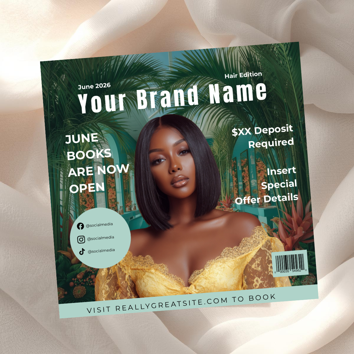 June Hair Stylist Booking Template | Editable Canva Instagram Flyer | Salon Promo Special