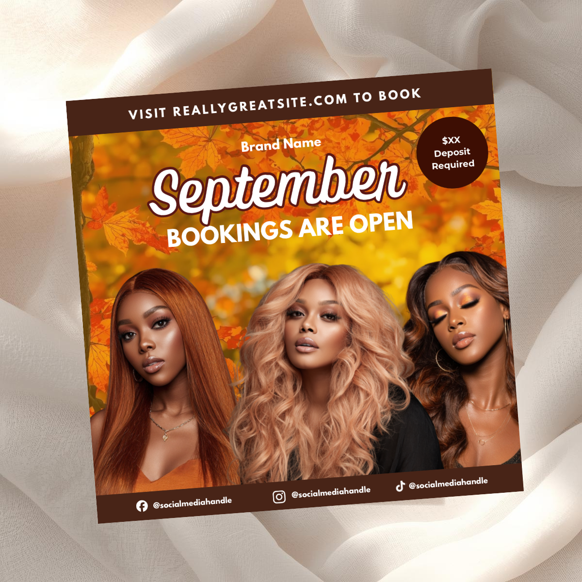 September Hair Stylist Booking Template | Editable Canva Instagram Flyer