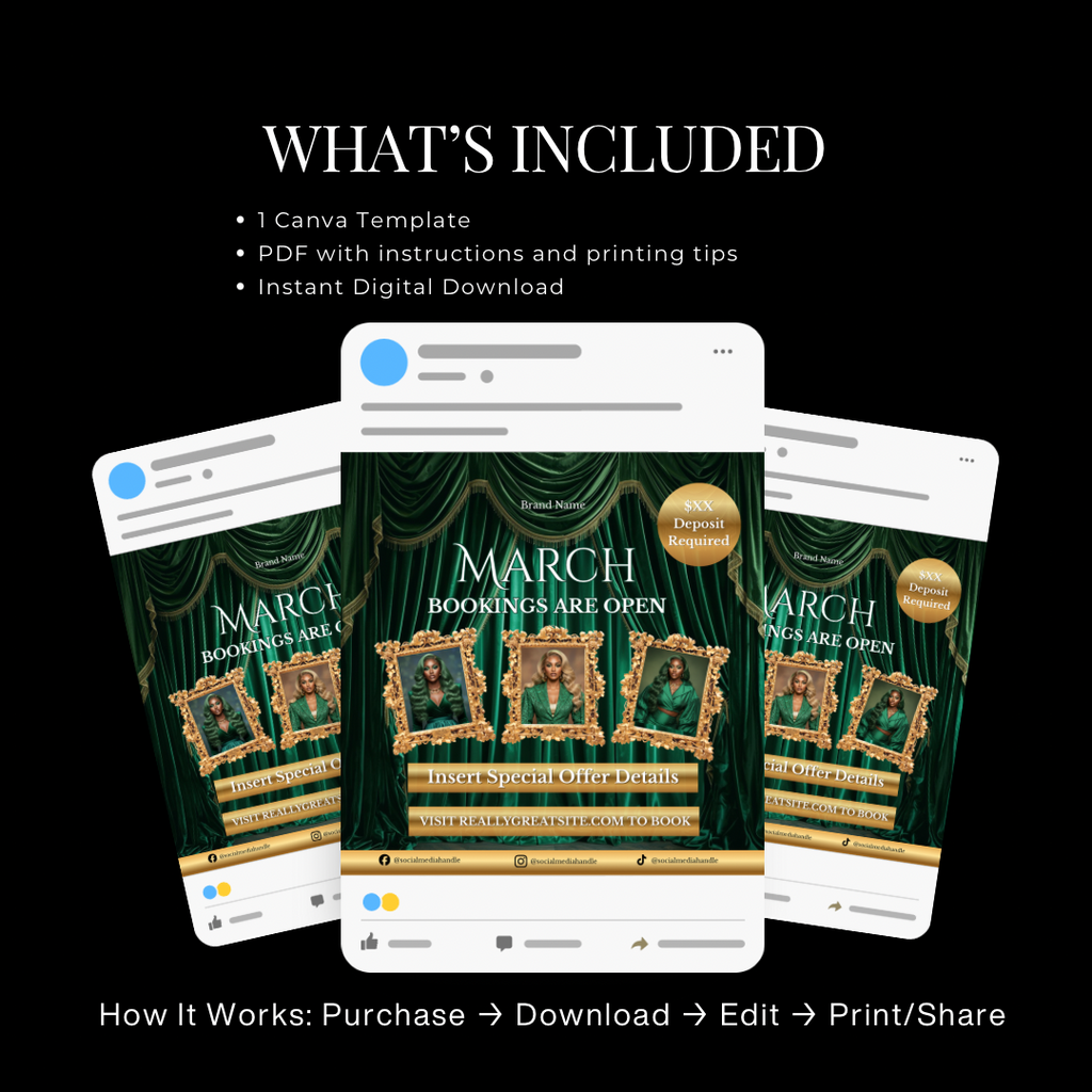 March Hair Stylist Booking Template | Editable Canva Instagram Flyer | Salon Promo Special