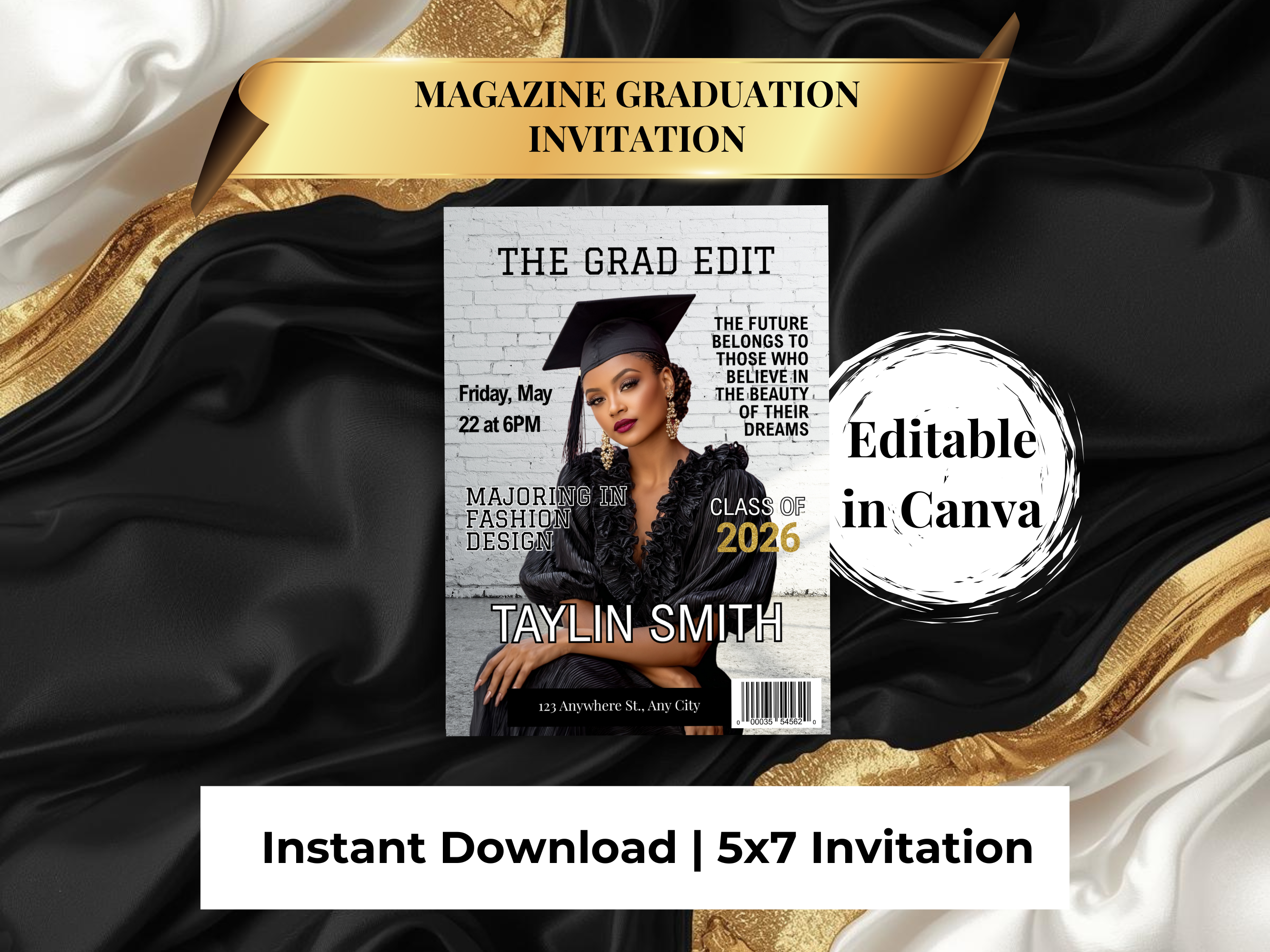Magazine Graduation Invitation | The Grad Edit | Semi-Custom Design