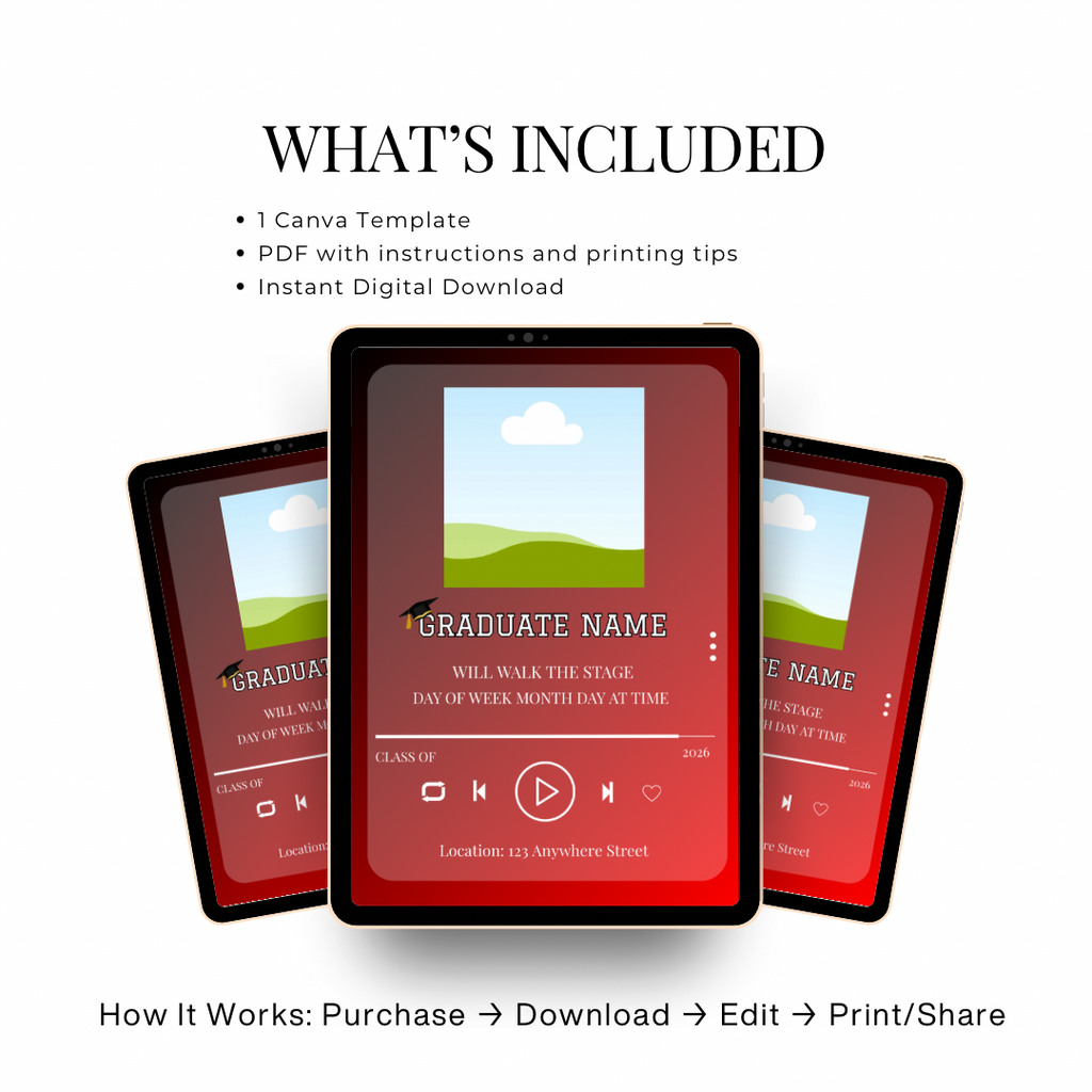 Editable Music Player Graduation Invitation | Album Cover Graduation Template