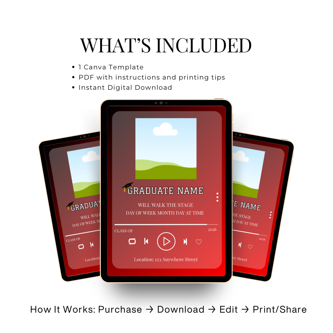 Editable Music Player Graduation Invitation | Album Cover Graduation Template