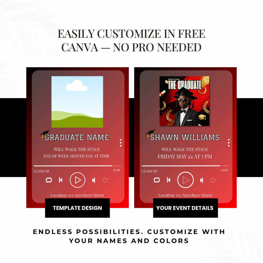 Editable Music Player Graduation Invitation | Album Cover Graduation Template