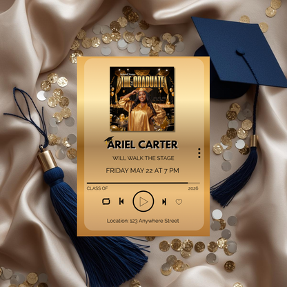 Editable Music Player Graduation Invitation | Album Cover Graduation Template